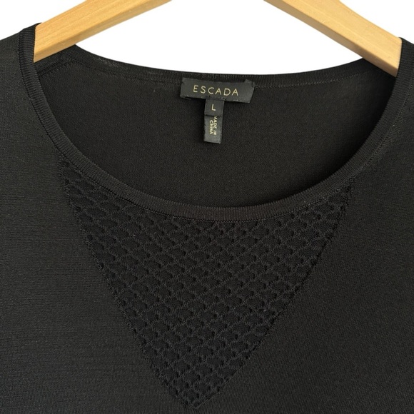 ESCADA Black Knit Sweater | Long Sleeve Cotton Blend Pullover Top | Large - Picture 6 of 6